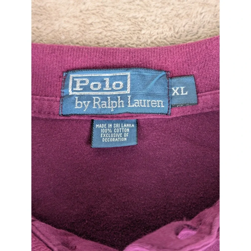 VTG Polo Ralph Lauren Marroon/Purple Short Sleeve Polo Shirt Men's Sz XL  EUC